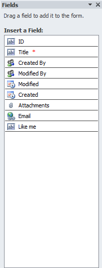 Drag a field to add it to the form1